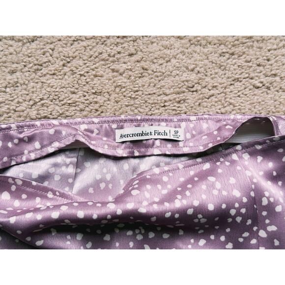 Abercrombie & Fitch Satin Slit Midi Skirt Lavender Polka Dot Small Coquette Fall - Picture 6 of 7